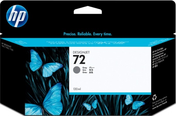 Картридж HP №72 (C9374A) оригинальный для принтера HP DesignJet T610/ T620/ T770/ T790/ T795/ T1100/ T1120/ T1200/ T1300/ T2300, серый 130ml