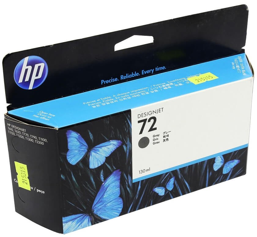 Картридж HP №72 (C9374A) Gray оригинальный для HP DesignJet T610/ T620/ T770/ T790/ T795/ T1100/ T1120/ T1200/ T1300/ T2300, серый 130ml