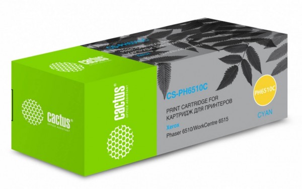 Картридж лазерный Cactus 106R03485 CS-PH6510C голубой (2400стр.) для Xerox Phaser 6510DN/WC 6515DN