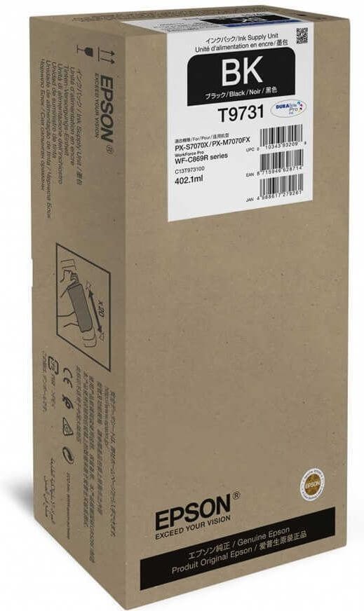Чернила Epson C13T973100 (T9731 Black) XL оригинальные для Epson WorkForce WF-C869RDTWF, чёрный, 402.1мл