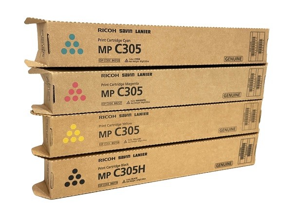 Набор картриджей Ricoh MP C305E (842079+842080+842081+842082) CMYK оригинальный для Ricoh Aficio MP C305SP/ C305SPF, черный (12000 стр) цветные (4000 стр) 4шт.
