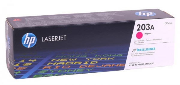 Картридж HP CF543A (203A) оригинальный для принтера HP Color LaserJet Pro M254/ M280/ M281 пурпурный, 1300 страниц