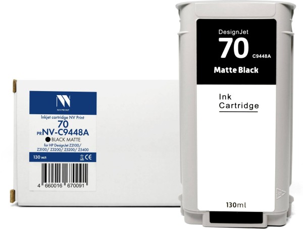 Картридж NV Print №70 (NV-C9448A) Matte Black для HP DesignJet Z2100/ Z3100/ Z3200, матовый чёрный, 130мл
