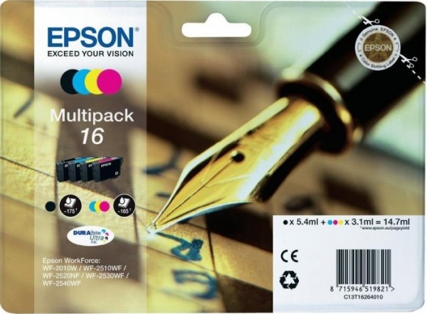 C13T16264010 Картридж Epson для WorkForce WF-2010W, 4 цвета 16 4clr BK, CY, MA, YE (cons ink)