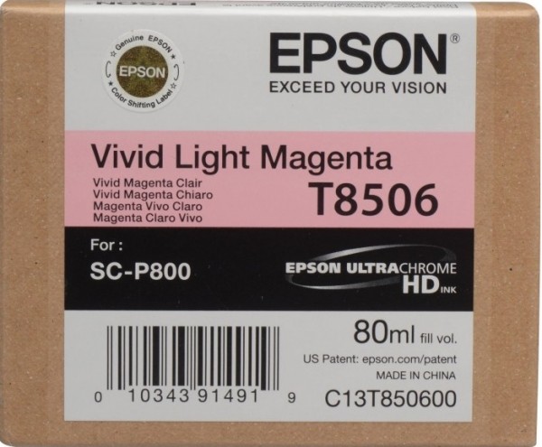 C13T850600 Картридж Epson T8506 для SC-P800, Light Magenta, 80 мл. (cons ink)