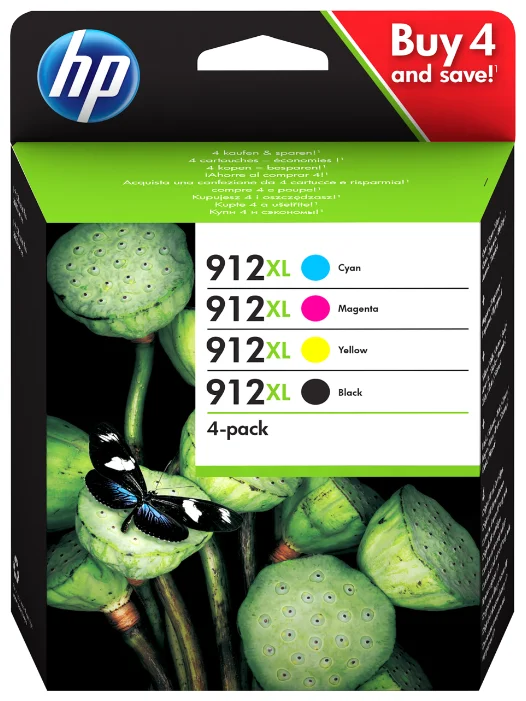 Комплект картриджей оригинальные HP 912 (3YP34AE) для HP OfficeJet 801x, черный/ голубой/ пурпурный/ желтый
