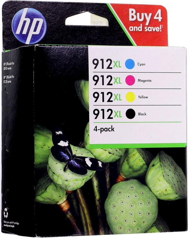 Комплект картриджей HP №912XL (3YP34AE) CMYK оригинальный для HP OfficeJet Pro 8012/ 8013/ 8014/ 8022/ 8023, голубой/ пурпурный/ жёлтый/ чёрный, увеличенный