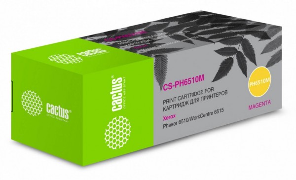Картридж лазерный Cactus 106R03486 CS-PH6510M пурпурный (2400стр.) для Xerox Phaser 6510DN/WC 6515DN