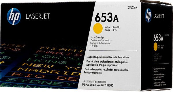 Картридж HP CF322A (653A) оригинальный для принтера HP Color LaserJet Enterprise M651/ M680dn/ M680f/ M680z Yellow, 16500 страниц