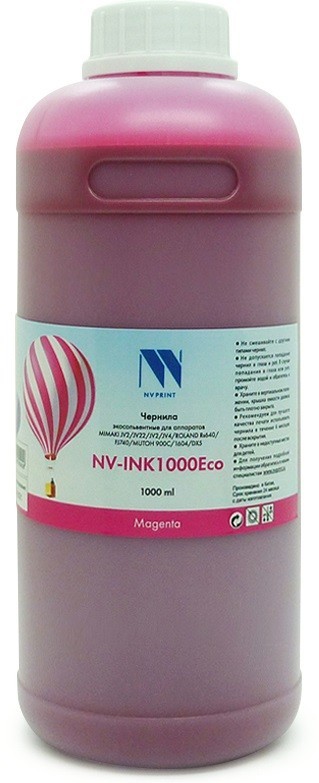 Чернила NV Print INK1000 Magenta Eco экосольвентные для устройств, печатающих головами Epson DX4/ 5/ 7 XP-602 (1000ml)