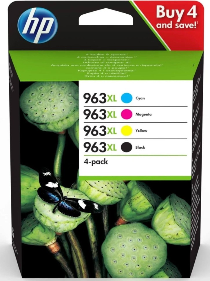 Комплект картриджей HP №963XL (3YP35AE) оригинальный для HP OfficeJet Pro, черный/голубой/пурпурный/желтый