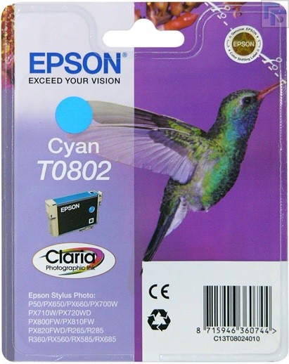 C13T08024011 / C13T08024010 Картридж Epson T0802 голубой, стандартной емкости P50/PX660 (cons ink)