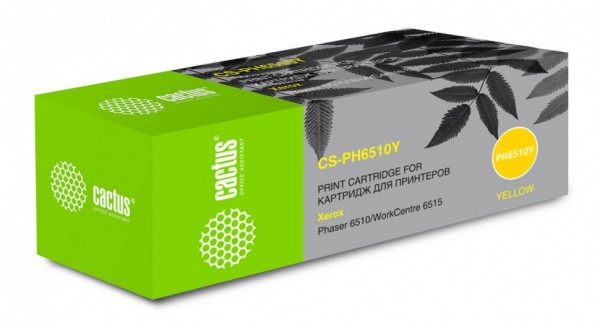 Картридж лазерный Cactus 106R03487 CS-PH6510Y желтый (2400стр.) для Xerox Phaser 6510DN/WC 6515DN