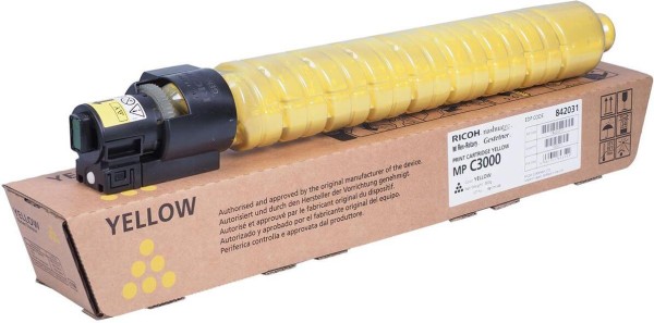 Картридж Ricoh MP C3000E (842031/ 884947/ 888641) оригинальный для Ricoh Aficio MPC2000/ C2500/ C3000, желтый, 15000 стр.