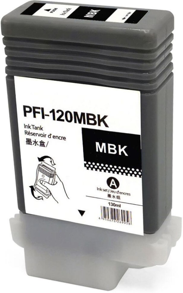 Картридж NV Print PFI-120MBK (NV-2884C001) Matte Black для Canon imagePROGRAF TM-200/ TM-205/ TM-255/ TM-300/ TM-305, матовый чёрный, 130 мл