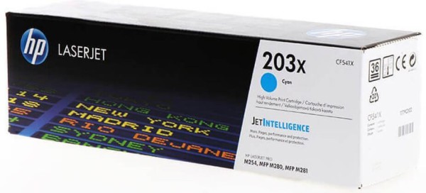 Картридж HP CF541X (203X) оригинальный для принтера HP Color LaserJet Pro M254/ M280/ M281 голубой, 2500 страниц