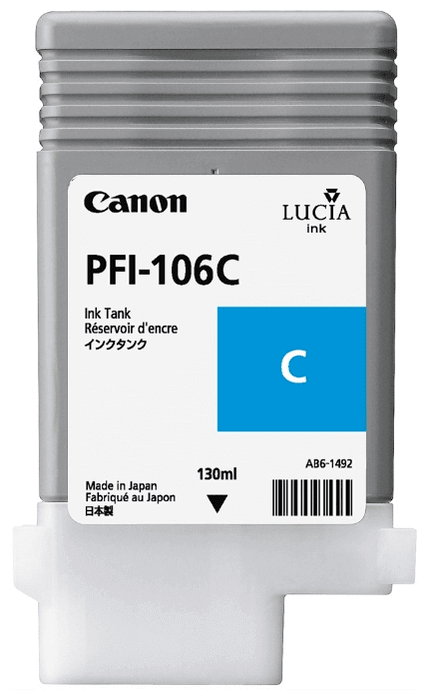 Картридж оригинальный Canon PFI-106 C 6622B001 для принтера Canon iPF6300S/ 6400/ 6450, голубой, 130 мл