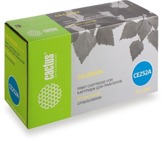 Картридж лазерный Cactus CS-CE252A (HP 504A) для принтеров HP Color LaserJet CM3530/ CM3530fs MFP/ CP3520/ CP3525/ CP3525dn/ CP3525x желтый 7000 стр.