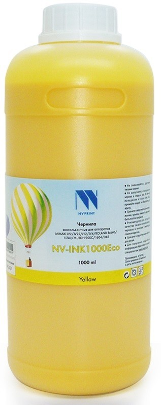 Чернила NV Print INK1000 Yellow Eco экосольвентные для устройств, печатающих головами Epson DX4/ 5/ 7 XP-603 (1000ml)