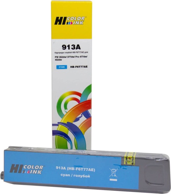 Картридж Hi-Black (HB-F6T77AE) 913A для HP PW 352dw/377dw/Pro477dw/452dw, Cyan