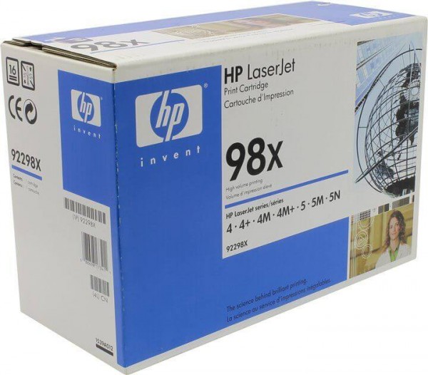 Картридж HP 92298X (98X) оригинальный для принтера HP LaserJet 4/ 4+/ 4m/ 4m+/ 5/ 5M/ 5N black, увеличенный, 8800 страниц