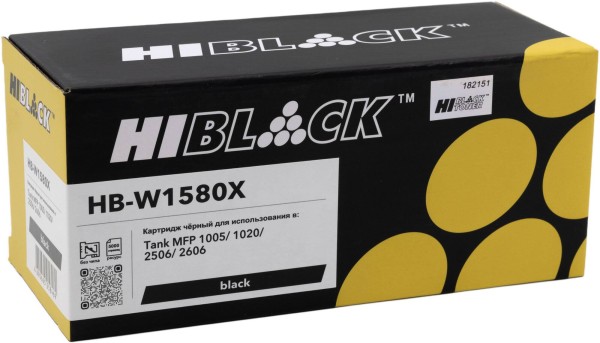 Картридж Hi-Black W1580X (HB-W1580X-NC) (без чипа) для HP LaserJet Tank MFP 1005/ 1020/ 2506/ 2606, увеличенный, 5000 стр.