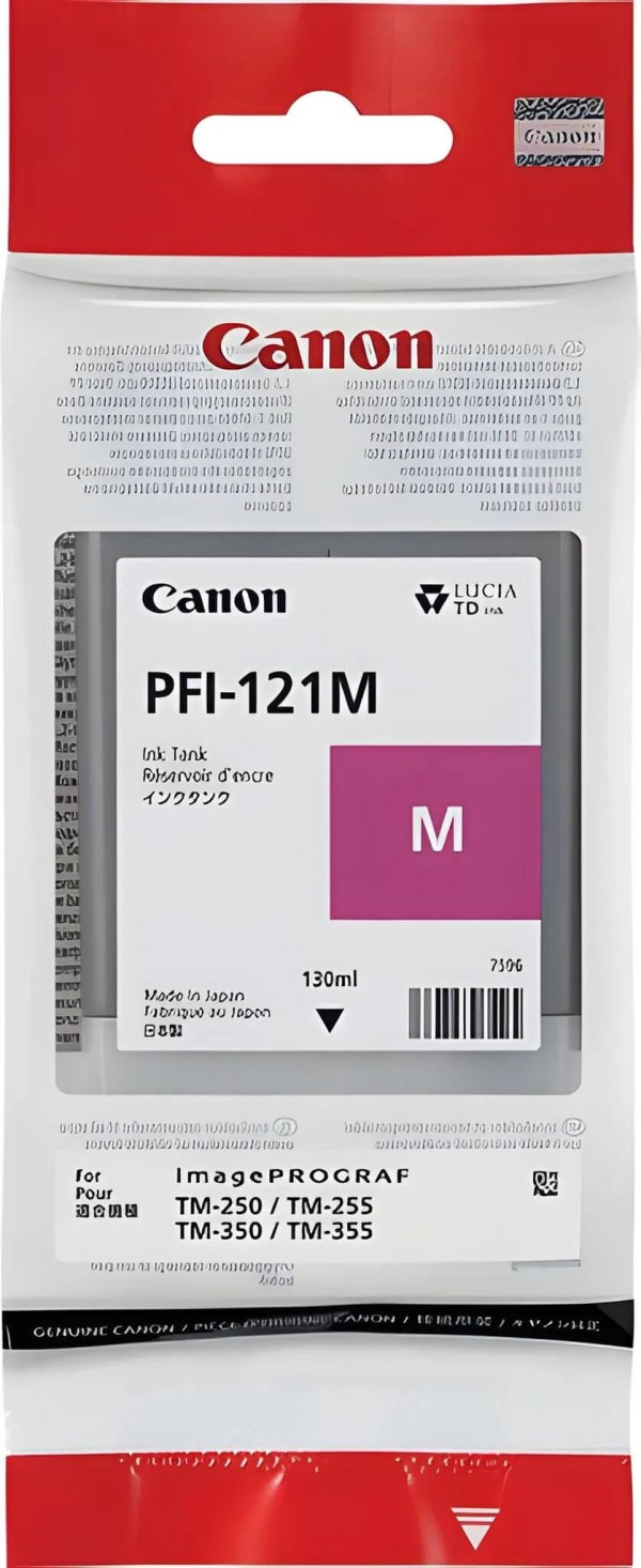 Картридж Canon PFI-121M 6267C001 Magenta оригинальный для Canon ImagePrograf TM-250/ TM-255/ TM-350/ TM-355, пурпурный, 130мл