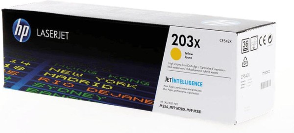 Картридж HP CF542X (203X) оригинальный для принтера HP Color LaserJet Pro M254/ M280/ M281 жёлтый, 2500 страниц
