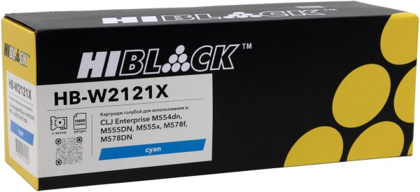 Картридж Hi-Black W2121X (HB-W2121X) Cyan (с чипом) для HP CLJ Enterprise M554dn/ 555DN/ 555x/ 578f/ 578DN, голубой, 10K