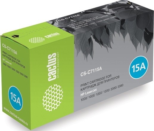 Cactus C7115A Картридж (CS-C7115AS) для принтеров HP LaserJet 1000/ 1005/ 1200/ 1220/ 3300/ 3380, 2 500 стр.