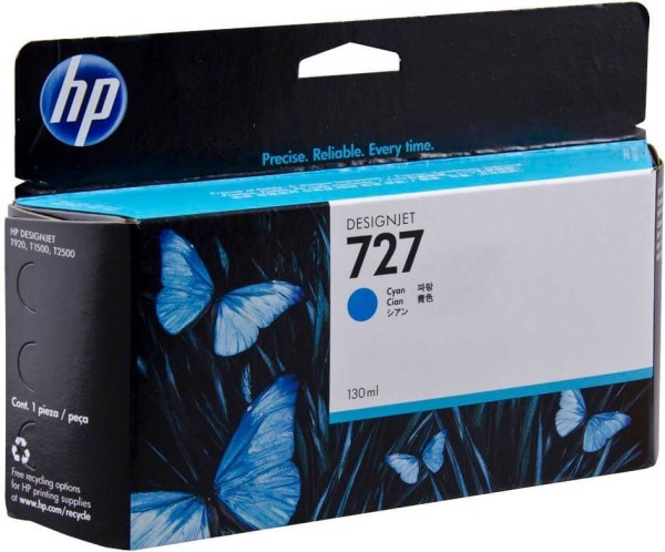 Картридж HP №727 (B3P19A) оригинальный для HP DesignJet T1500/ T1530/ T2500/ T2530/ T3500/ T920/ T930, голубой, 130мл