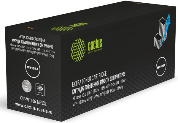 Картридж Cactus CSP-W1106-MPSXL для HP Laser 107a/ 107r/ 107w/ 135a MFP/135r MFP/135w MFP/137fnw, чёрный, 10000 стр.