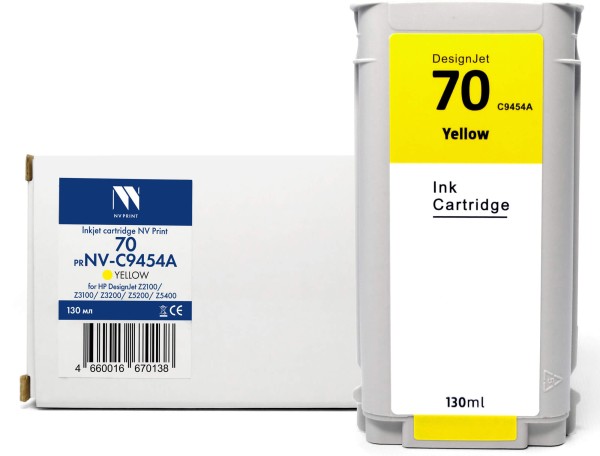 Картридж NV Print №70 (NV-C9454A) Yellow для HP DesignJet Z2100/ Z3100/ Z3200, жёлтый, 130мл