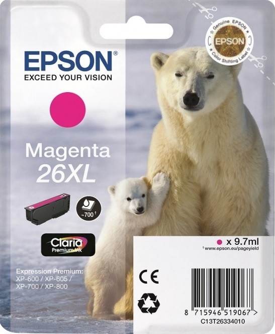 C13T26334010 / C13T26334012 Картридж Epson для XP-600, XP-605, XP-700, XP-800, Пурпурный. 26XL MA (cons ink)
