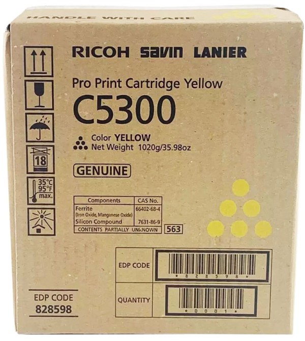 Картридж Ricoh C5300 (828602) оригинальный для Ricoh Pro C5300S/ C5310S, желтый, 29000 стр.