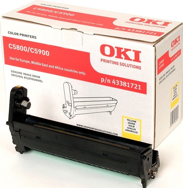 Фотобарабан OKI (43381721) оригинальный для принтера OKI C5550/ С5800/ C5900, жёлтый, 20000 стр.