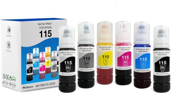 Набор чернил NV Print №115 (NV-INK115-6100) C/M/Y/K/GY для Epson L8160/ L8180, многоцветный, 6х100мл