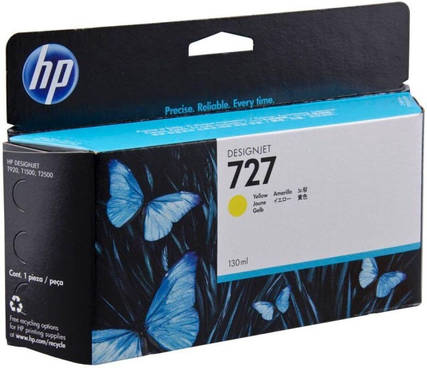 Картридж HP №727 (B3P21A) оригинальный для HP DesignJet T1500/ T1530/ T2500/ T2530/ T3500/ T920/ T930, желтый, 130 мл.