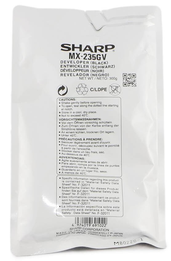 Девелопер Sharp (MX-235GV/ MX235GV) оригинальный для Sharp AR-5618/ AR-5618D/ AR-5618N/ AR-5620D/ AR-5620N/ AR-5623D/ AR-5623N/ MX-M182/ MX-M202D/ MX-M232D , чёрный, 50000 стр.