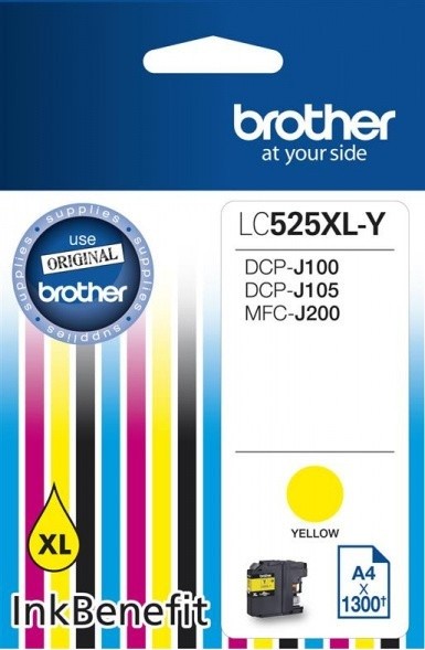 Картридж Brother LC-525XLY (LC525XLY) оригинальный для Brother DCP-J100/ DCP-J105/ MFC-J200, жёлтый, 1300 стр.