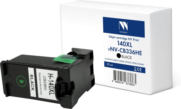 Картридж NV Print №140XL (NV-CB336HE) Black для HP Photosmart C4283/ C5283/ D5363/ J5783/ D4263, чёрный, 25мл