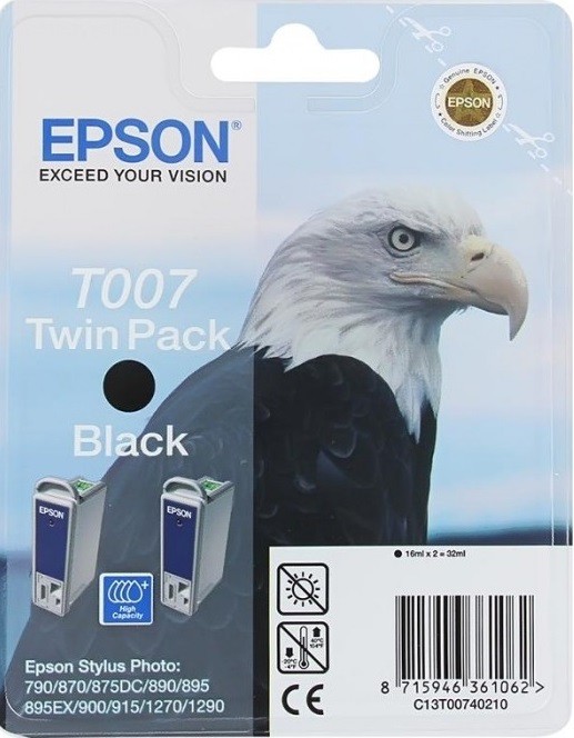 C13T00740210 Картридж Epson (2 шт. в уп.) для StPh 870/890/1270 (черный)