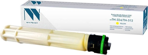 Тонер-Картридж NV Print TN-324 | TN-512 Yellow для принтеров Konica Minolta Bizhub С258/ C308/ C368/ C454/ C554, 26000 страниц
