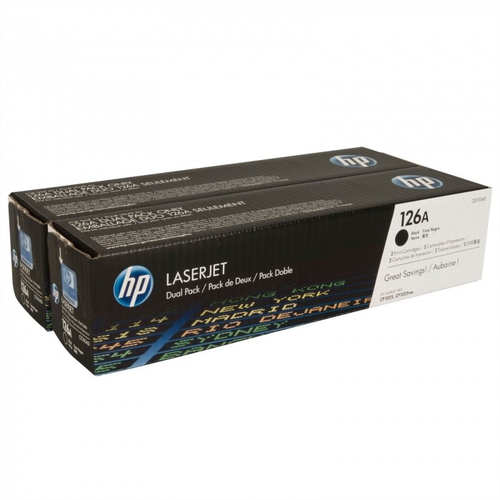 Картридж HP CE310AD (126A) оригинальный для принтера HP Color LaserJet CP1025/ CP1025nw/ M175nw/ M275, чёрный, двойная упаковка 2*1200 страниц