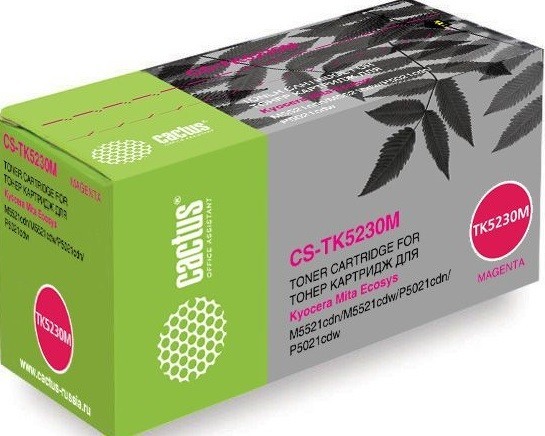 Картридж Cactus TK-5230M (CS-TK5230M) для принтеров Kyocera Ecosys M5521cdn/ M5521cdw/ P5021cdn/ P5021cdw пурпурный 2600 страниц