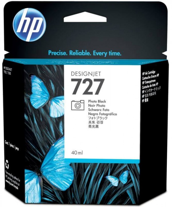 Картридж HP №727 (B3P17A) оригинальный для HP DesignJet T1500/ T1530/ T2500/ T2530/ T3500/ T920/ T930, фото чёрный, 40мл