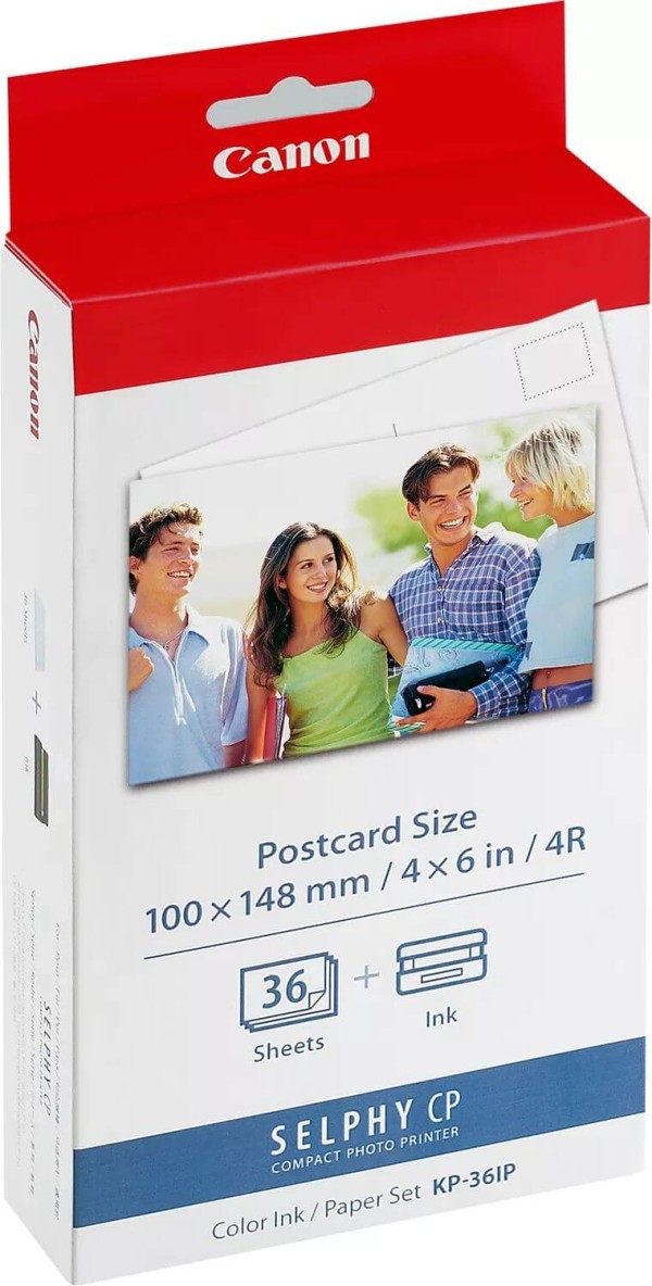 Набор для печати Canon KP-36IP 7737A001 оригинальный для Canon SELPHY CP100/ CP200/ CP220/ CP300/ CP330/ CP400/ CP500/ CP600/ CP510/ CP710, 1 картридж + фотобумага 10х15, 36 листов