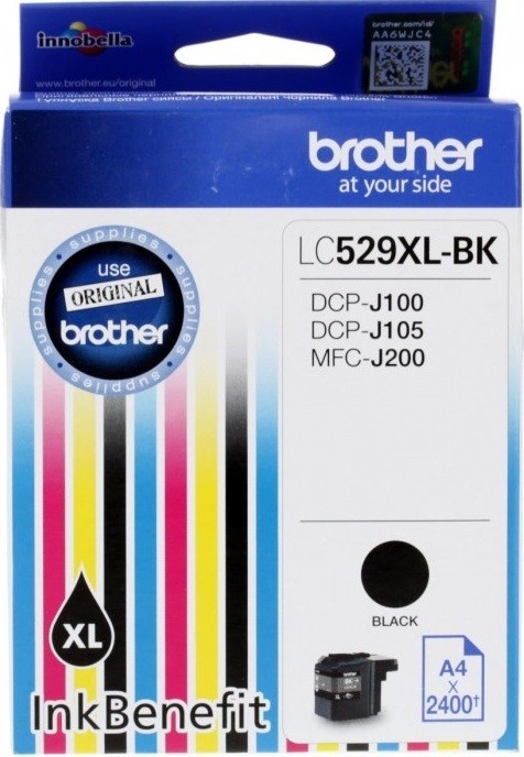 Картридж Brother LC-529XLBK (LC529XLBK) оригинальный для Brother DCP-J100/ DCP-J105/ MFC-J200, чёрный, 2400 стр.