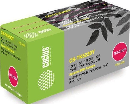 Картридж Cactus TK-5230Y (CS-TK5230Y) для принтеров Kyocera Ecosys M5521cdn/ M5521cdw/ P5021cdn/ P5021cdw желтый 2600 страниц