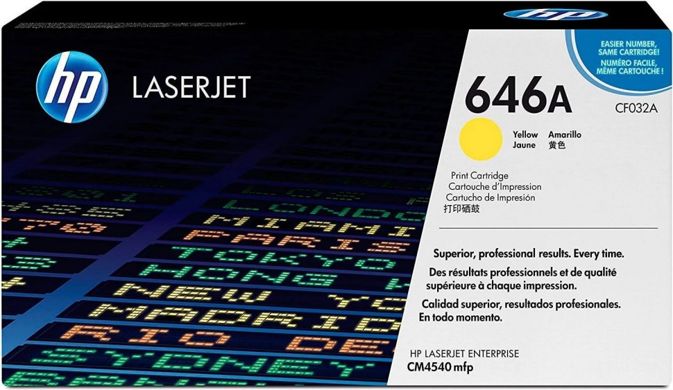 Картридж HP CF032A (646A) оригинальный для принтера HP Color LaserJet CM4540/ CM4540f/ CM4540fskm yellow, 12500 страниц